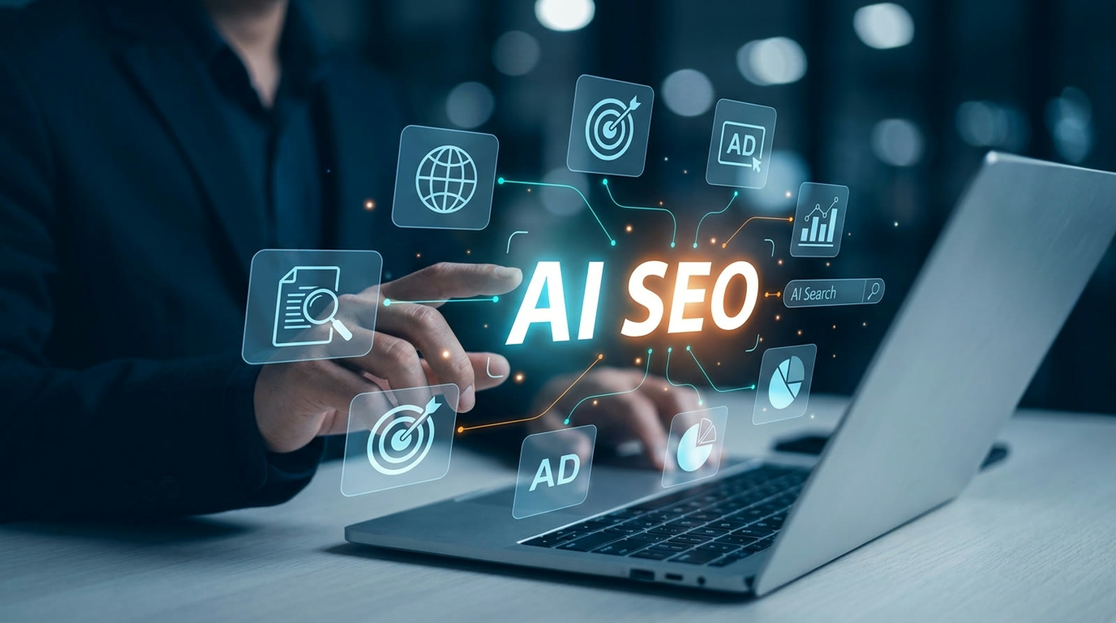 Search and AI answer interfaces rendered as light